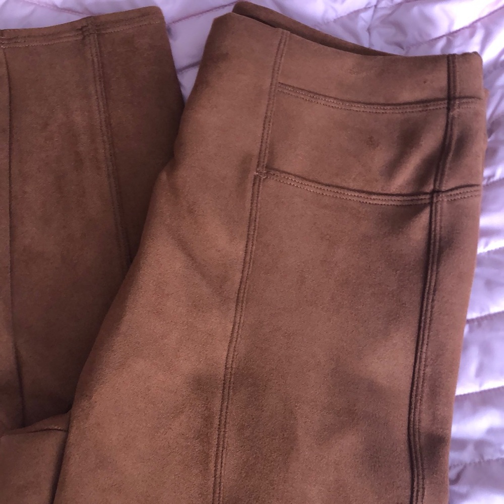 NWOT SPANX Rich Caramel Faux Suede Leggings
